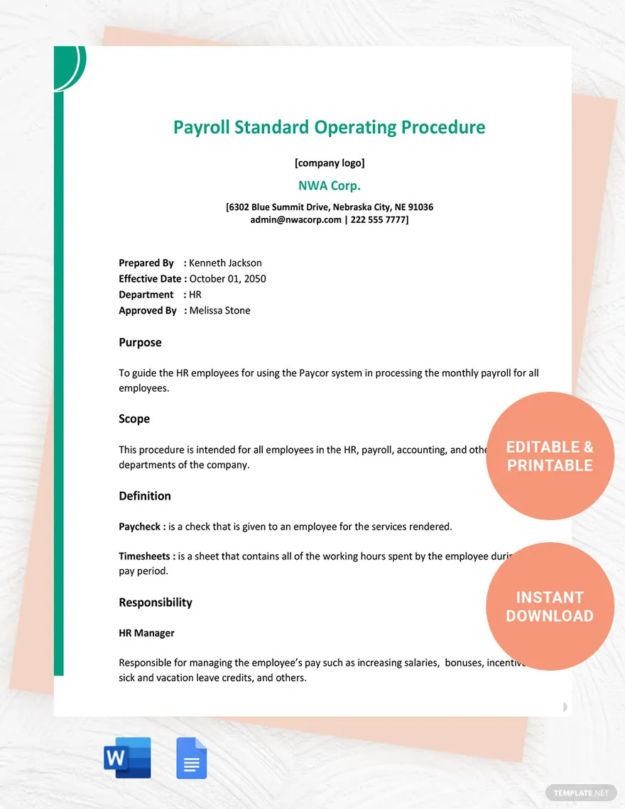 payroll standard operating procedure
