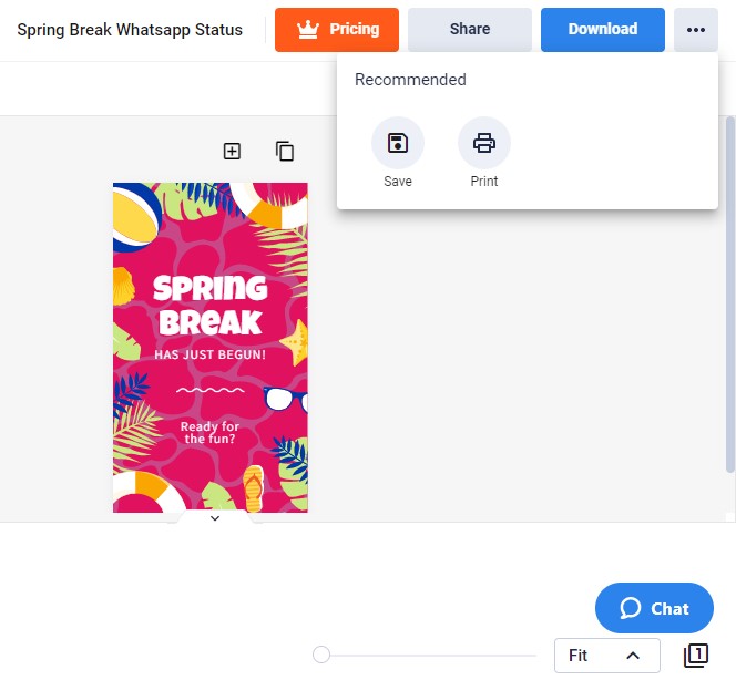 save a copy of your custom spring break whatsapp status image