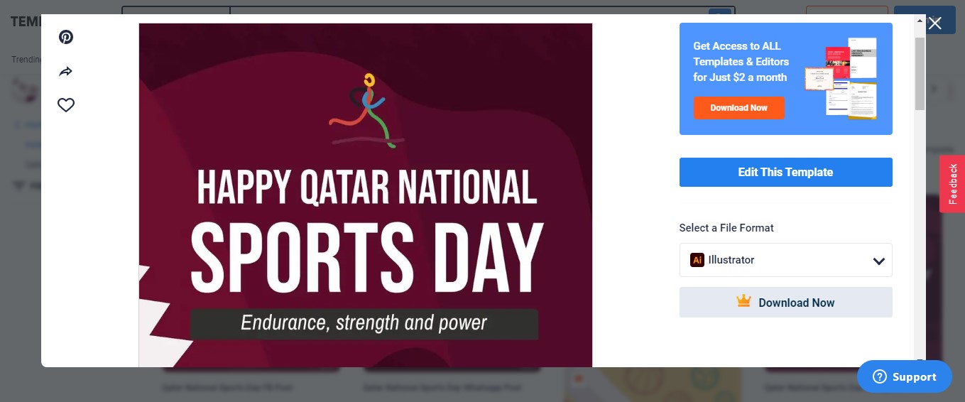 use the qatar national sports day whatsapp post template