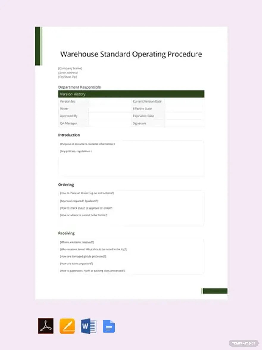 warehouse standard operating procedure ideas and examples