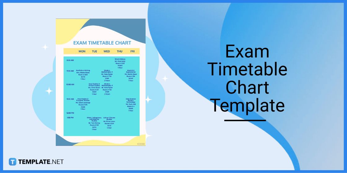 exam timetable chart template