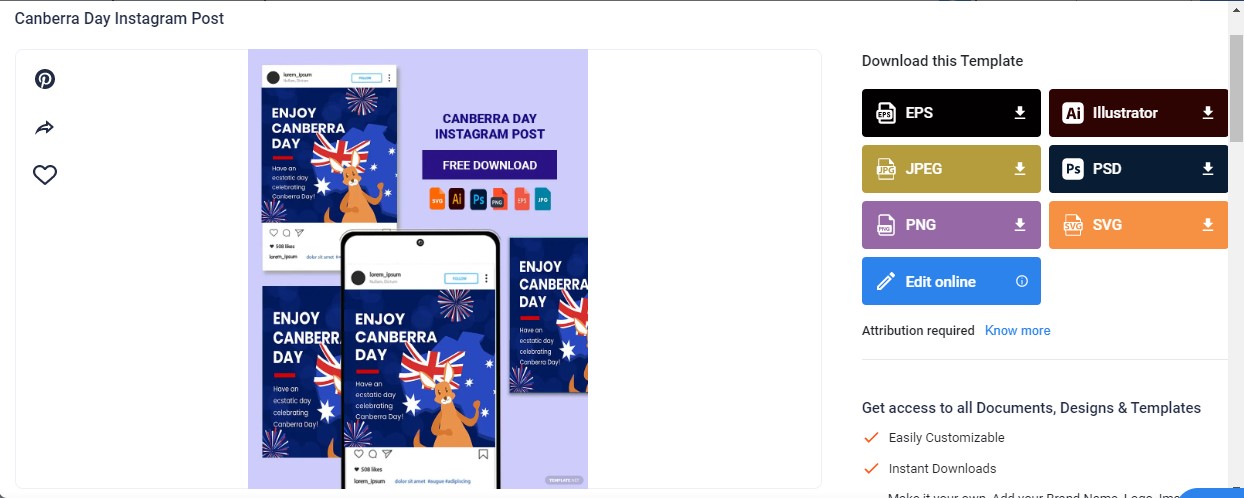 get the canberra day instagram post template