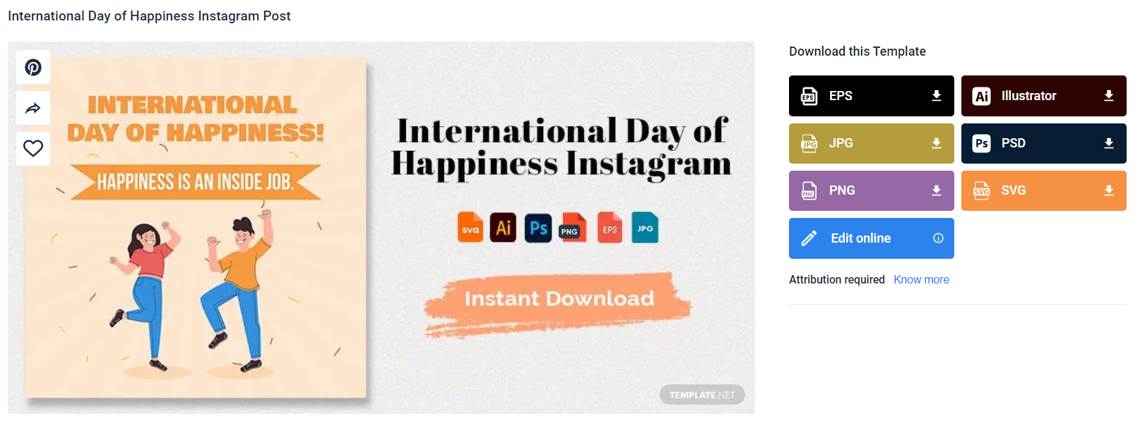 pick out an international day of happiness instagram post template