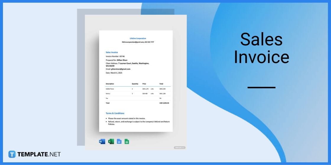 sales invoice template in google sheets