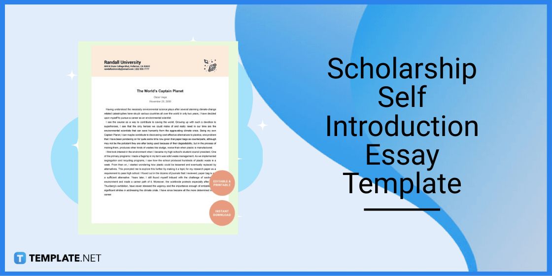 scholarship self introduction essay template