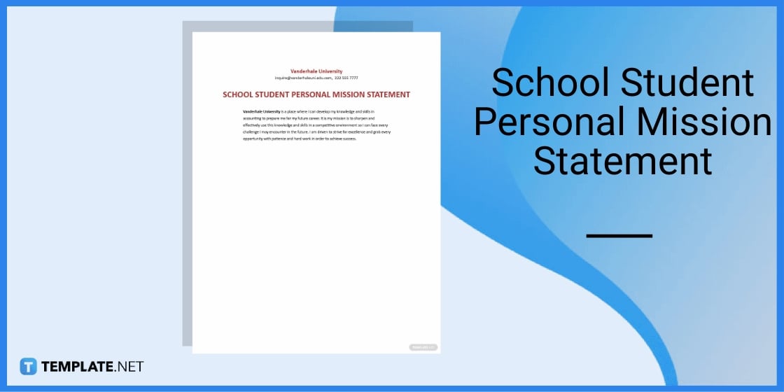 school student personal mission statement template