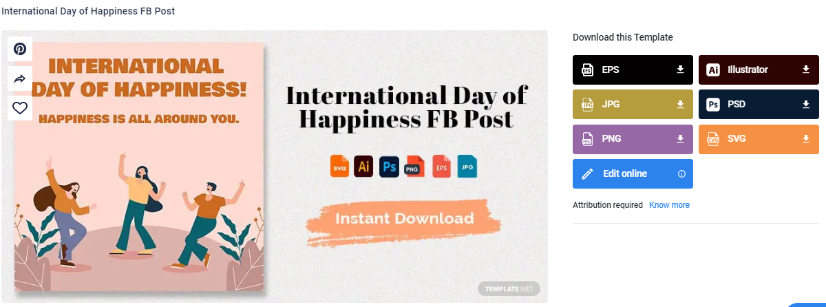 select a international day of happiness fb post template