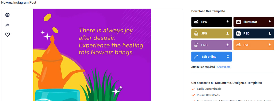 select a nowruz instagram post template