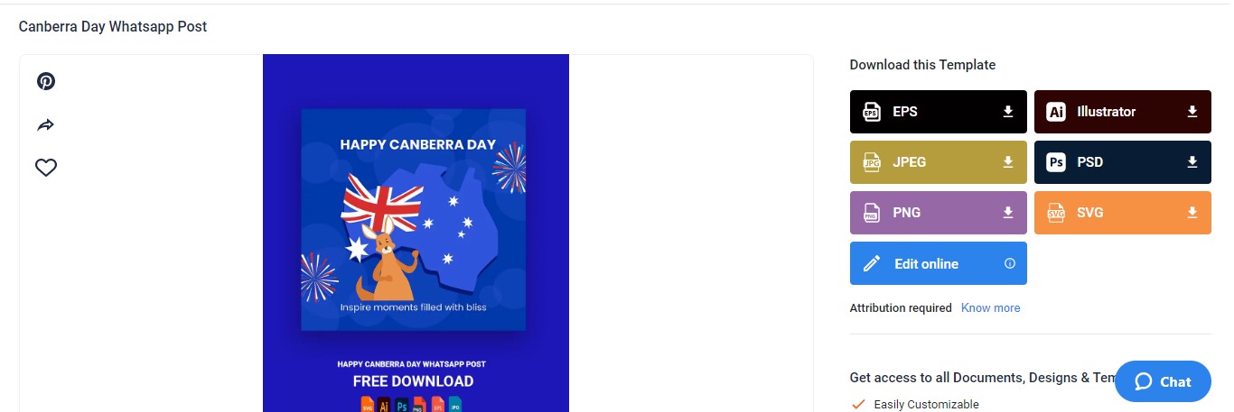 select the canberra day whatsapp post template