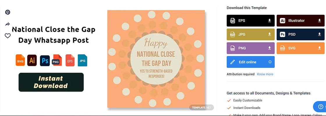 select the national close the gap day whatsapp post template