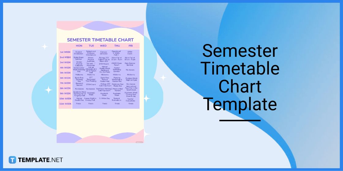 semester timetable chart template