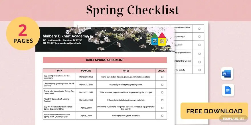 spring checklist