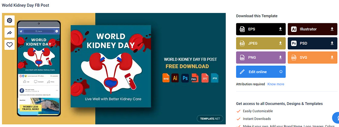 use a world kidney day fb post template