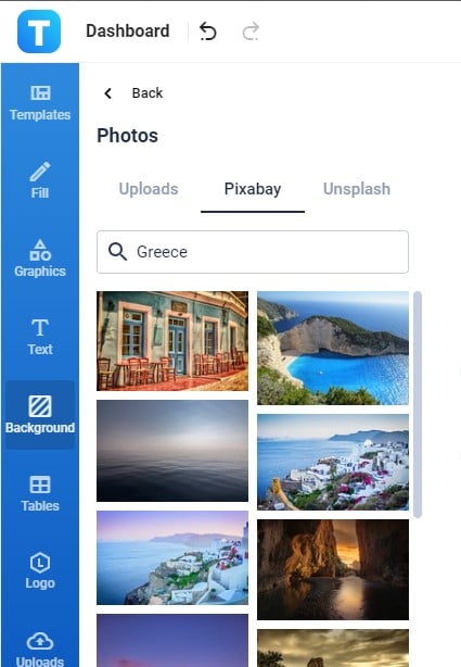 use a photo of greece as the background