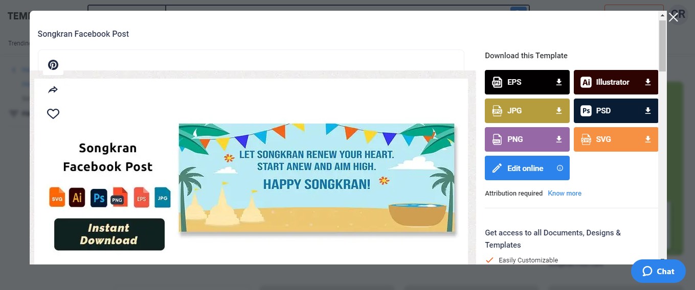 use the template songkran facebook post