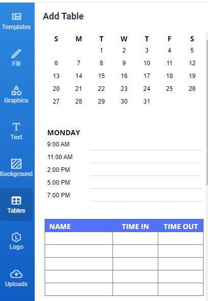 add a schedule of activities