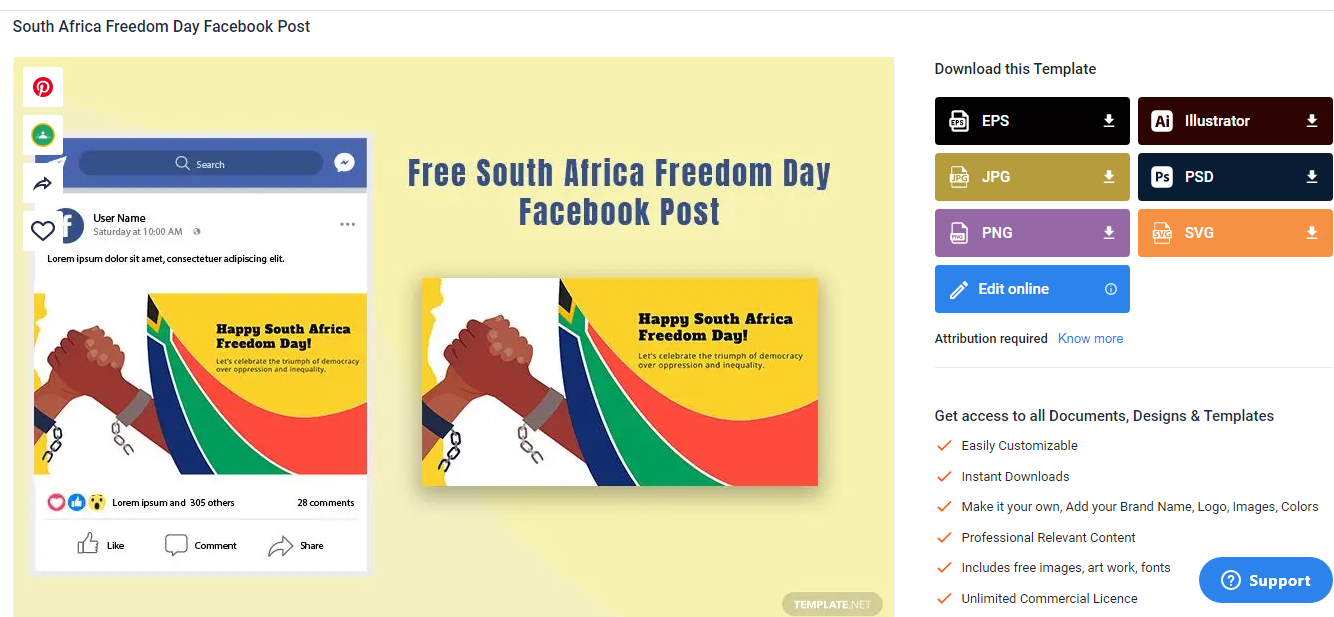 choose a south africa freedom day facebook post template