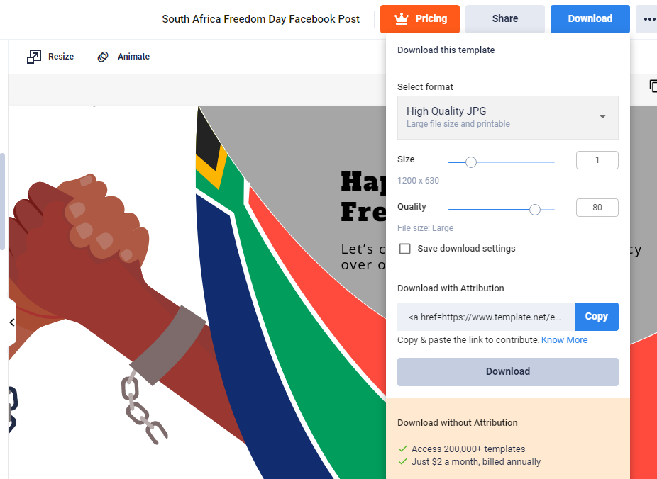 download the south africa freedom day fb post template