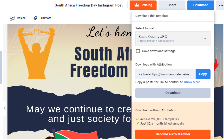 download the south africa freedom day ig post template