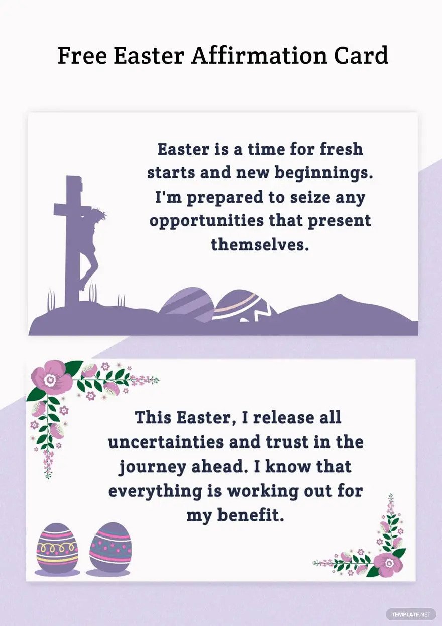 Exemples d'idées de cartes d'affirmation de Pâques