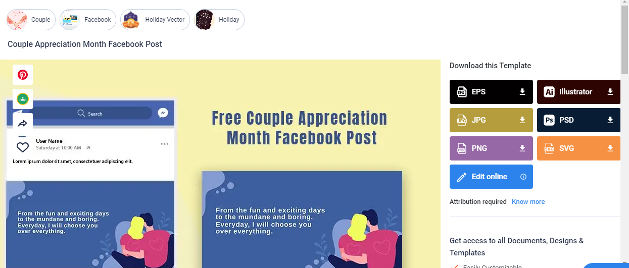 free couple appreciation month facebook post eps illustrator jpg psd png svg template net