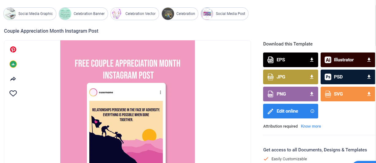 free couple appreciation month instagram post eps illustrator jpg psd png svg template net