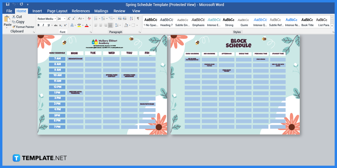 how to build spring schedule in microsoft word template example 2023 step