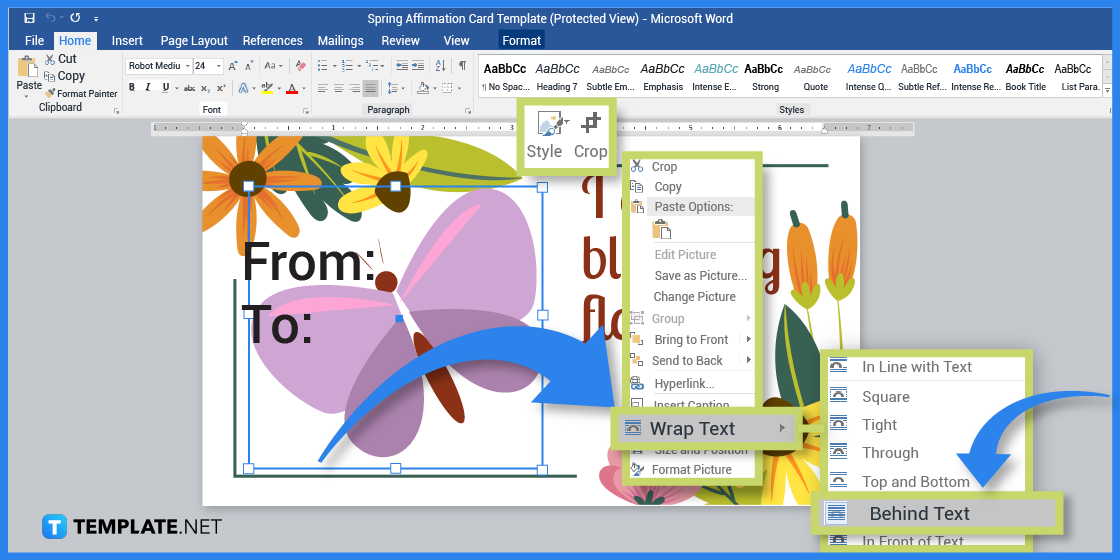 how to create spring affirmation card in microsoft word template example 2023 step 0