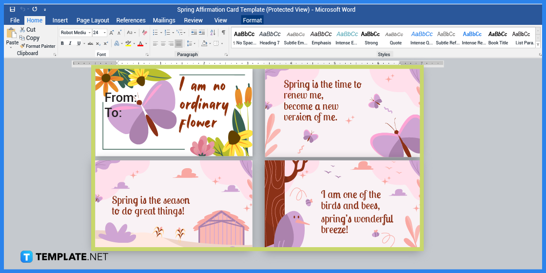 how to create spring affirmation card in microsoft word template example 2023 step 10