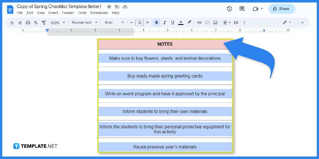 how to create spring checklist in google docs template example 2023 step 10