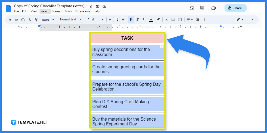 how to create spring checklist in google docs template example 2023 step