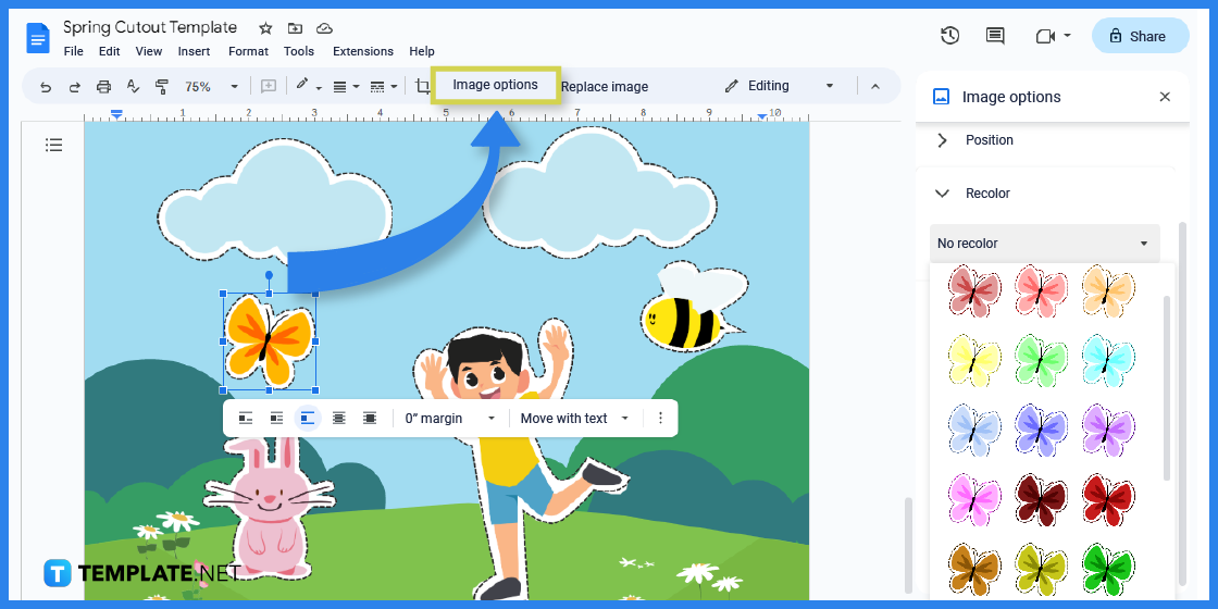 how to create spring cutout in google docs template example 2023 step