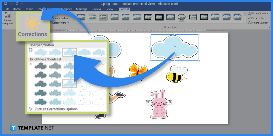 how to create spring cutout in microsoft word template example 2023 step