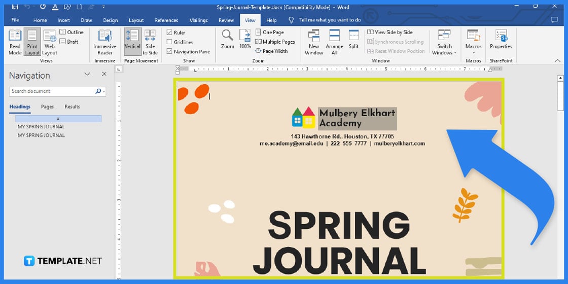 comment créer un journal de printemps dans l'exemple de modèle Microsoft Word 2023 étape