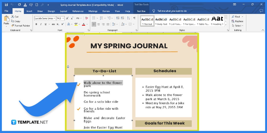 comment créer un journal de printemps dans l'exemple de modèle Microsoft Word 2023 étape
