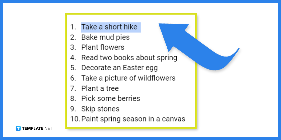 comment créer une liste de printemps dans l'étape d'exemple de modèle google docs