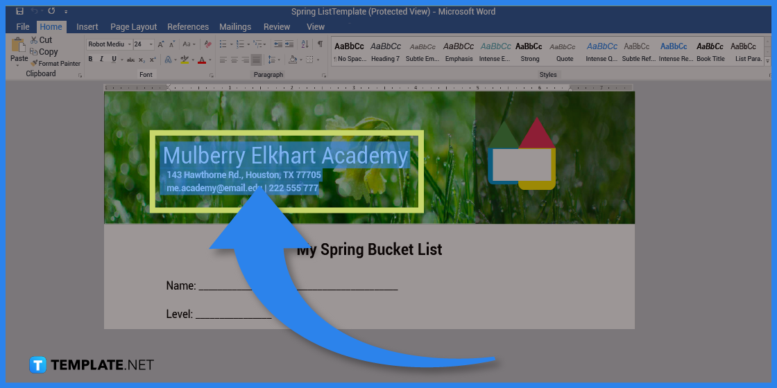 comment créer une liste de printemps dans l'exemple de modèle Microsoft Word 2023 étape