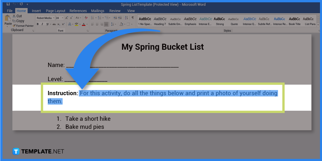 comment créer une liste de printemps dans l'exemple de modèle Microsoft Word 2023 étape
