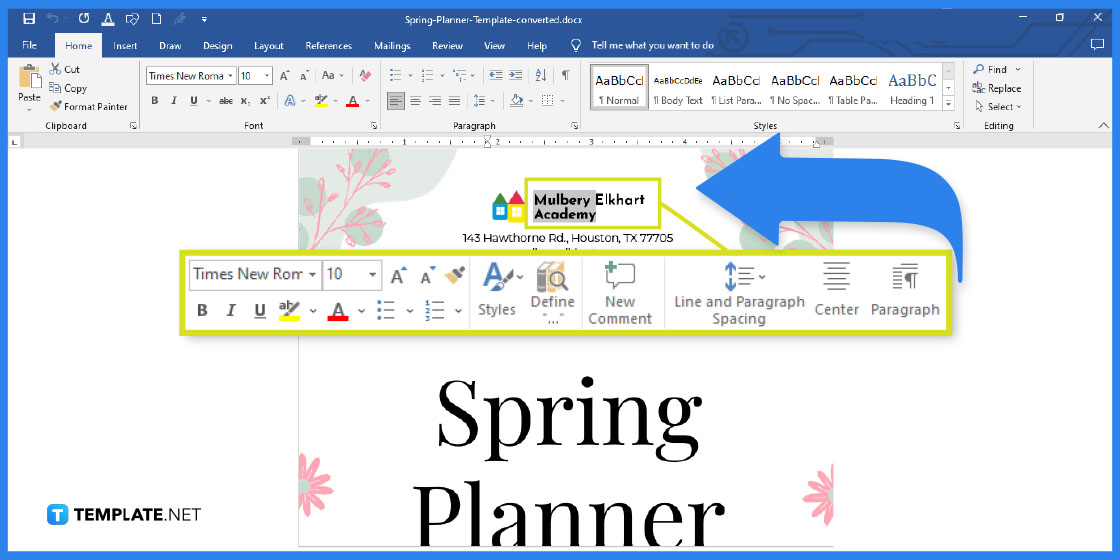 comment créer un planificateur de printemps dans l'exemple de modèle Microsoft Word 2023 étape