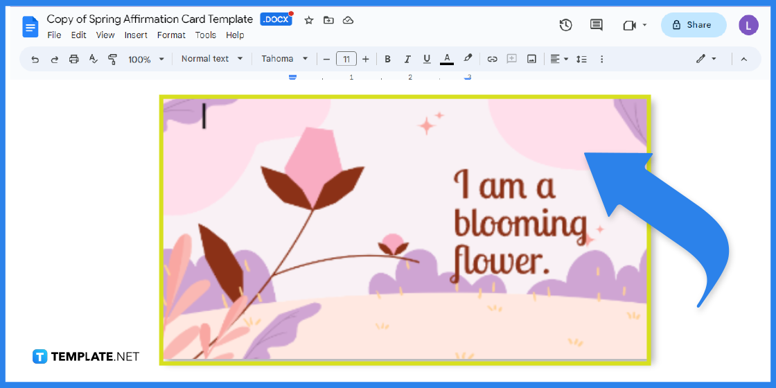 how to make spring affirmation card in google docs template example step