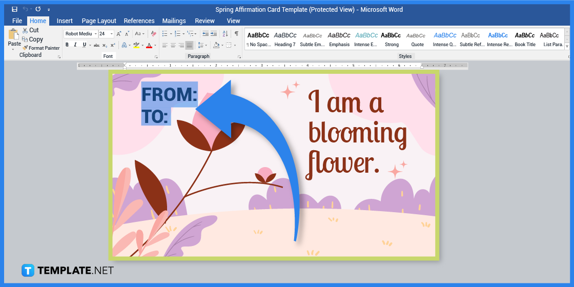 how to make spring affirmation card in microsoft word template example 2023 step