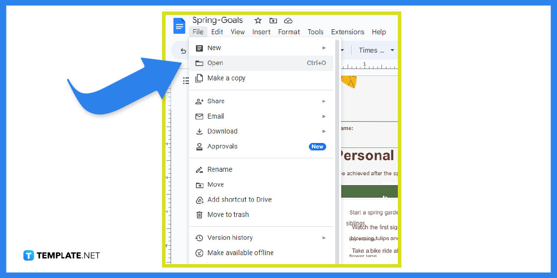 how to make spring goals in google docs template example step