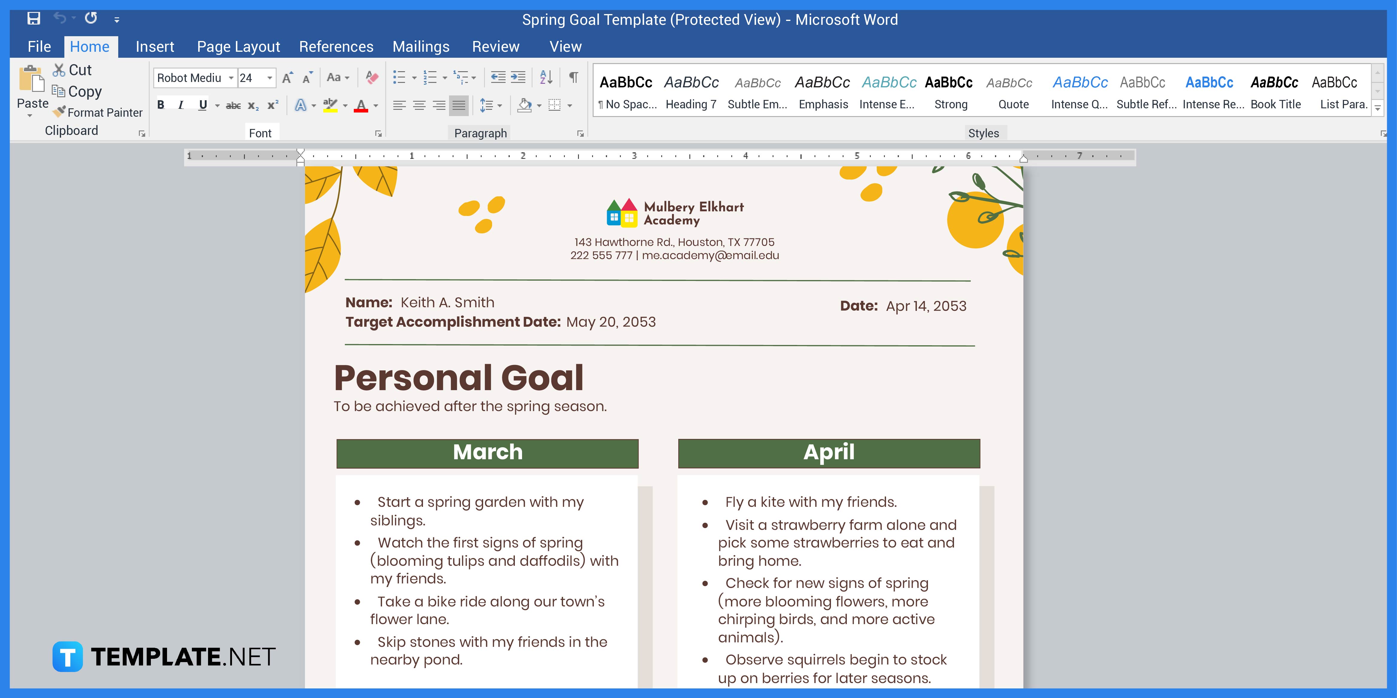 how to make spring goals in microsoft word template example 2023 step