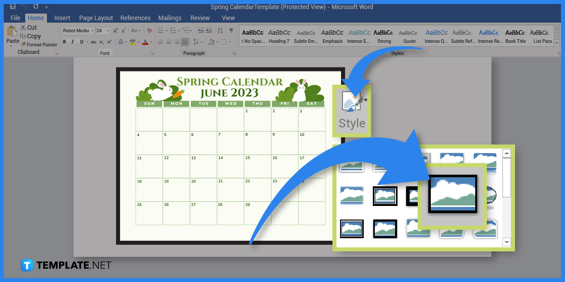 comment créer un calendrier de printemps dans l'exemple de modèle Microsoft Word 2023 étape