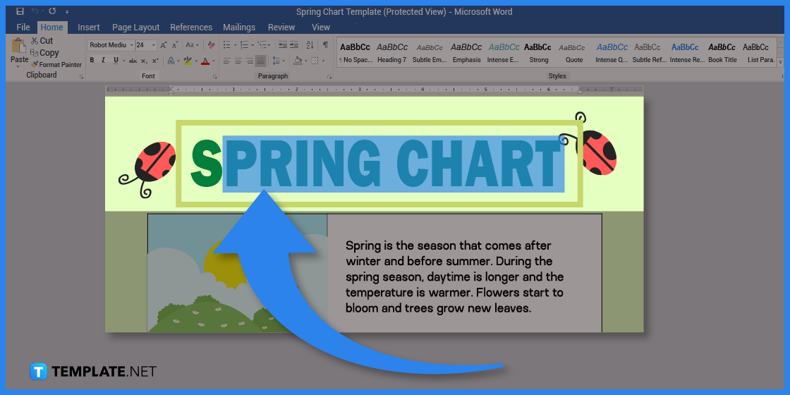 comment créer un tableau de printemps dans l'exemple de modèle Microsoft Word 2023 étape