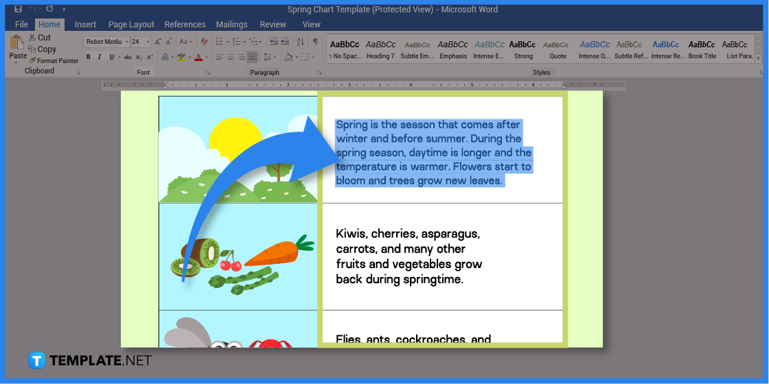 comment créer un tableau de printemps dans l'exemple de modèle Microsoft Word 2023 étape