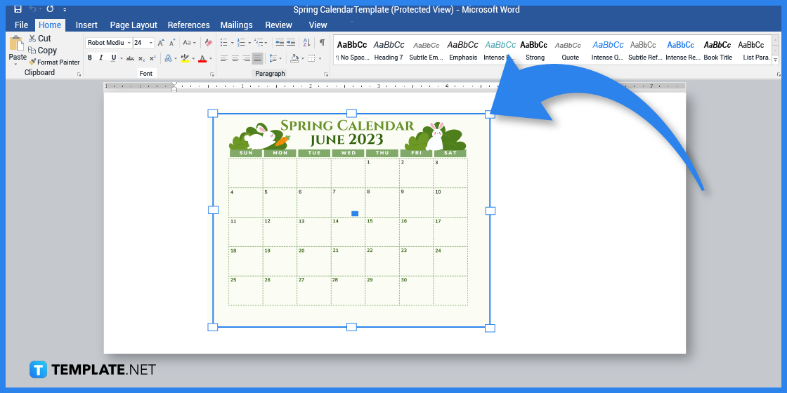 comment faire un calendrier de printemps dans l'exemple de modèle Microsoft Word 2023 étape