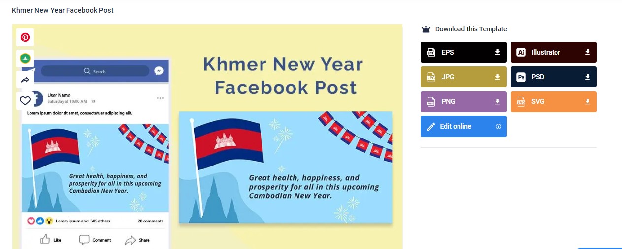 open a khmer new year facebook post template