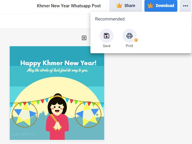 save and upload the template on khmer new year