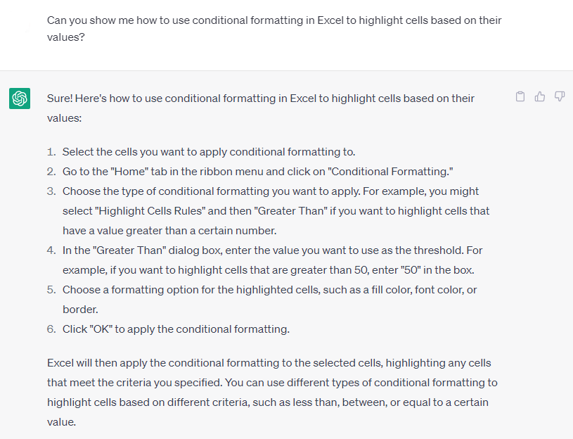 can you show me how to use conditional formatting in excel to highlight cells based on their values
